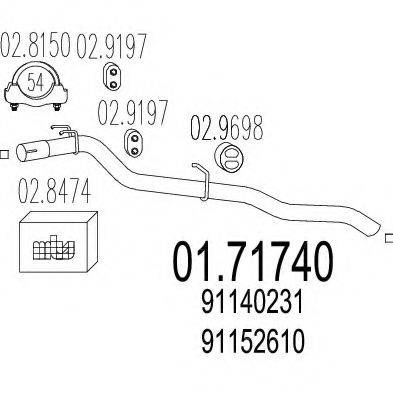 MTS 0171740 Труба вихлопного газу