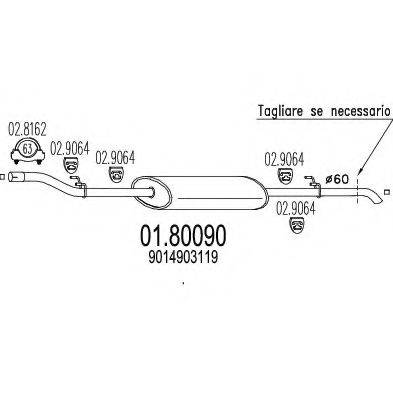 MTS 0180090 Середній глушник вихлопних газів