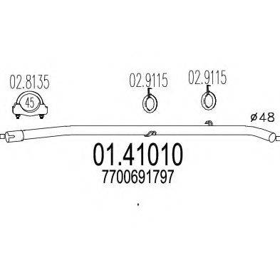 MTS 0141010 Труба вихлопного газу