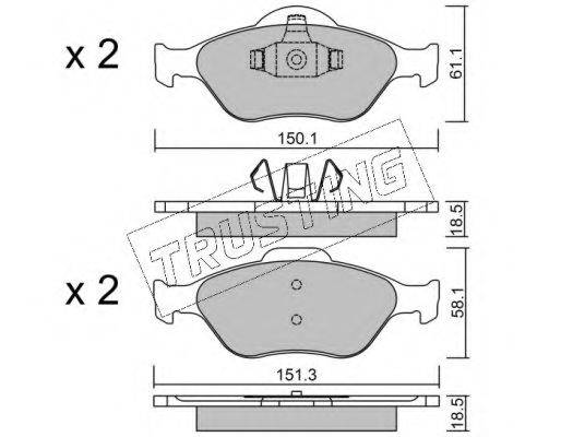 TRUSTING 3250 Комплект гальмівних колодок, дискове гальмо