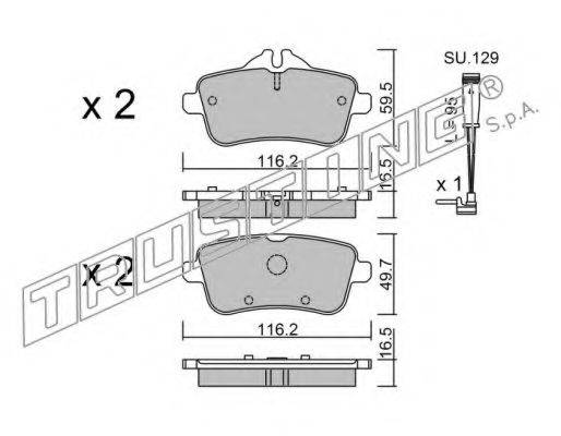 TRUSTING 9843W Комплект гальмівних колодок, дискове гальмо