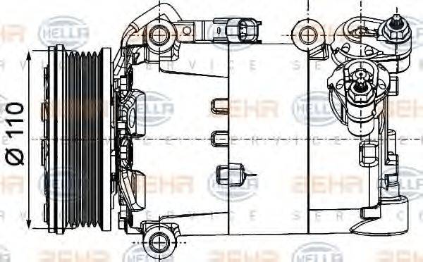 HELLA 8FK351334361 Компресор, кондиціонер