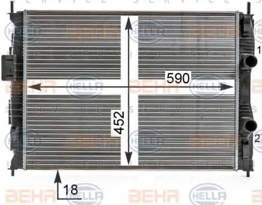 HELLA 8MK376700331 Радіатор, охолодження двигуна