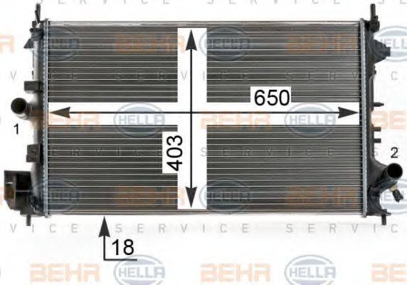 HELLA 8MK376700351 Радіатор, охолодження двигуна