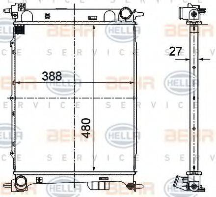 HELLA 8MK376701081 Радіатор, охолодження двигуна