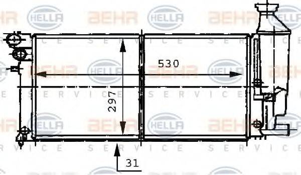 HELLA 8MK376707081 Радіатор, охолодження двигуна