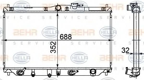 HELLA 8MK376708311 Радіатор, охолодження двигуна