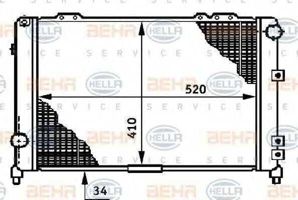 HELLA 8MK376708411 Радіатор, охолодження двигуна