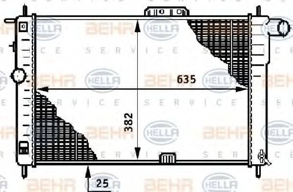 HELLA 8MK376708631 Радіатор, охолодження двигуна