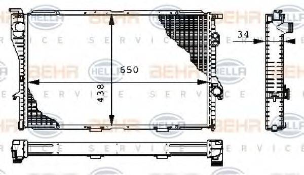 HELLA 8MK376711111 Радіатор, охолодження двигуна