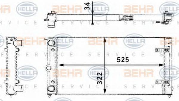 HELLA 8MK376713461 Радіатор, охолодження двигуна