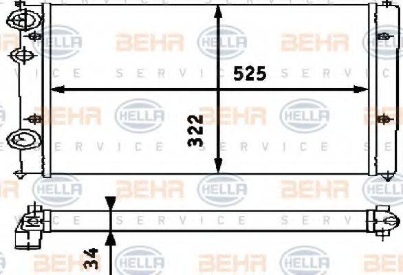 HELLA 8MK376713751 Радіатор, охолодження двигуна