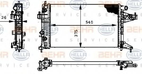 HELLA 8MK376714351 Радіатор, охолодження двигуна