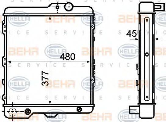 HELLA 8MK376714711 Радіатор, охолодження двигуна