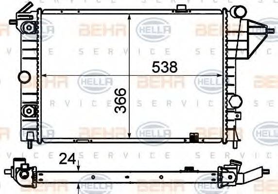 HELLA 8MK376715731 Радіатор, охолодження двигуна