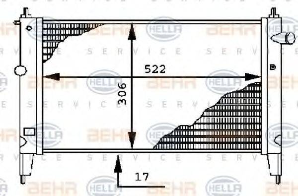 HELLA 8MK376716071 Радіатор, охолодження двигуна