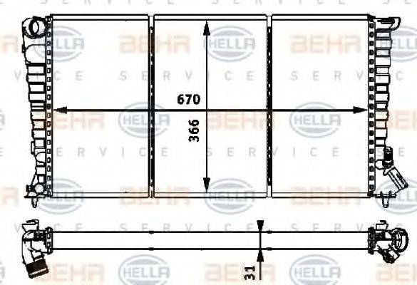 HELLA 8MK376717621 Радіатор, охолодження двигуна