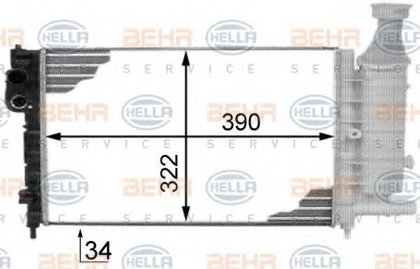 HELLA 8MK376718291 Радіатор, охолодження двигуна