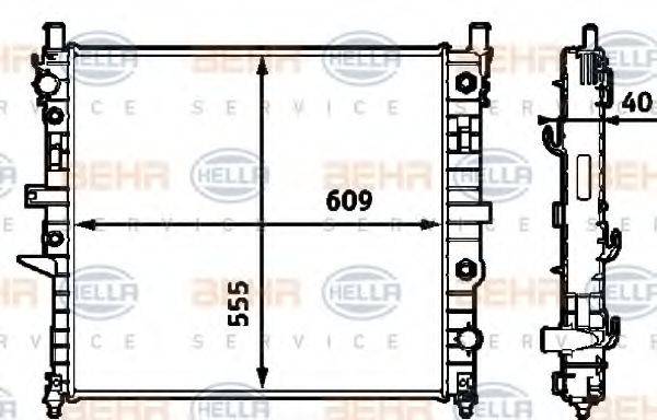 HELLA 8MK376718591 Радіатор, охолодження двигуна