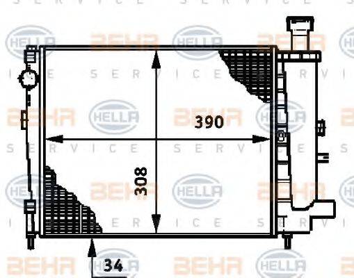 HELLA 8MK376720611 Радіатор, охолодження двигуна