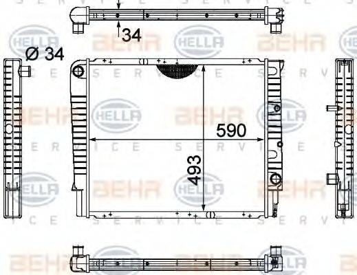 HELLA 8MK376721001 Радіатор, охолодження двигуна