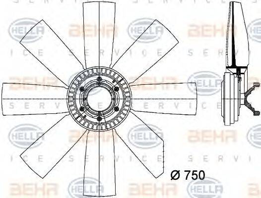 HELLA 8MV376731451 Вентилятор, охолодження двигуна