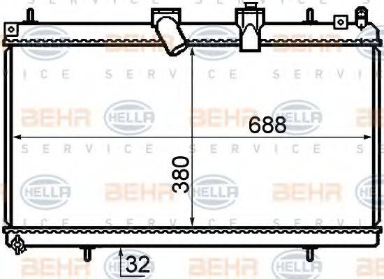 HELLA 8MK376732761 Радіатор, охолодження двигуна