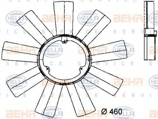 HELLA 8MV376733171 Крильчатка вентилятора, охолодження двигуна