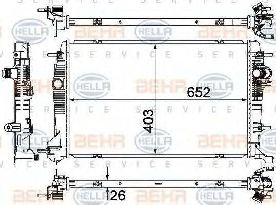 HELLA 8MK376735391 Радіатор, охолодження двигуна