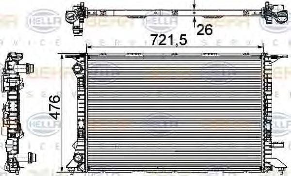 HELLA 8MK376745581 Радіатор, охолодження двигуна