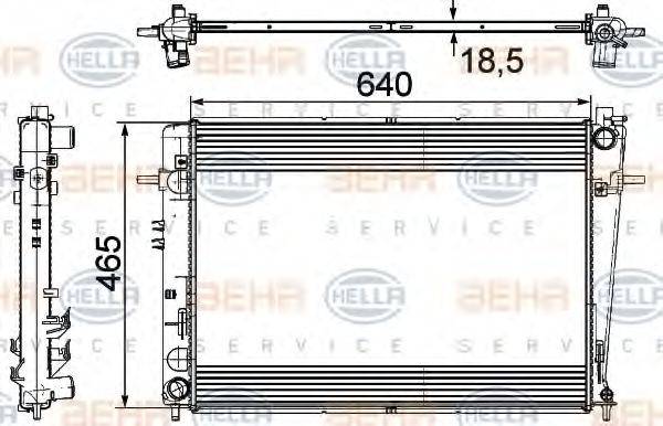 HELLA 8MK376745621 Радіатор, охолодження двигуна