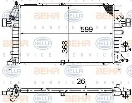 HELLA 8MK376745791 Радіатор, охолодження двигуна