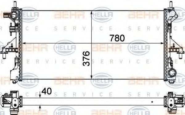 HELLA 8MK376750431 Радіатор, охолодження двигуна