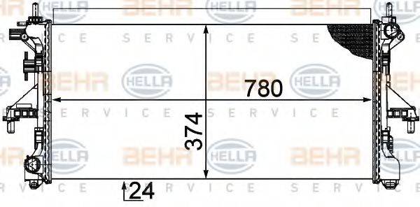 HELLA 8MK376753611 Радіатор, охолодження двигуна