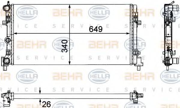 HELLA 8MK376754281 Радіатор, охолодження двигуна