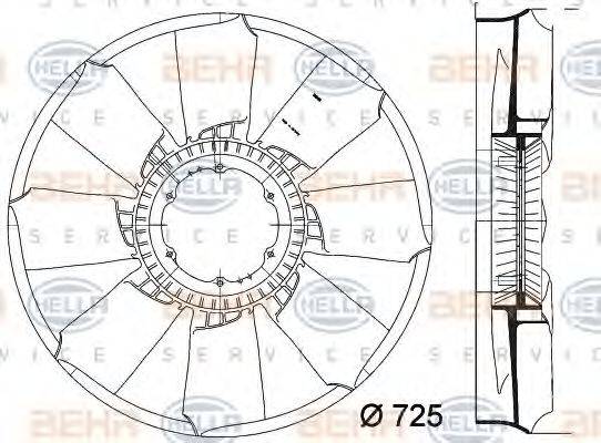 HELLA 8MV376758251 Крильчатка вентилятора, охолодження двигуна