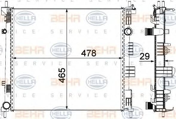 HELLA 8MK376762181 Радіатор, охолодження двигуна