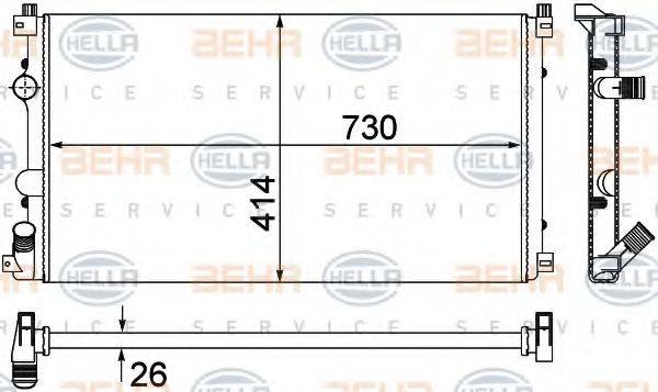 HELLA 8MK376780671 Радіатор, охолодження двигуна