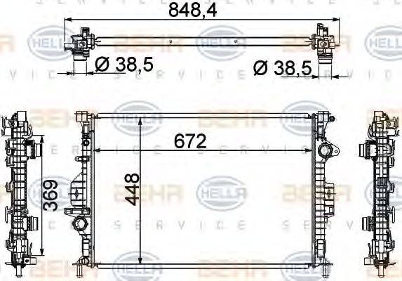 HELLA 8MK376787121 Радіатор, охолодження двигуна