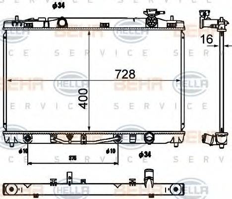 HELLA 8MK376790201 Радіатор, охолодження двигуна