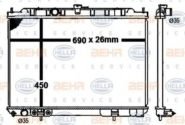 HELLA 8MK376790301 Радіатор, охолодження двигуна