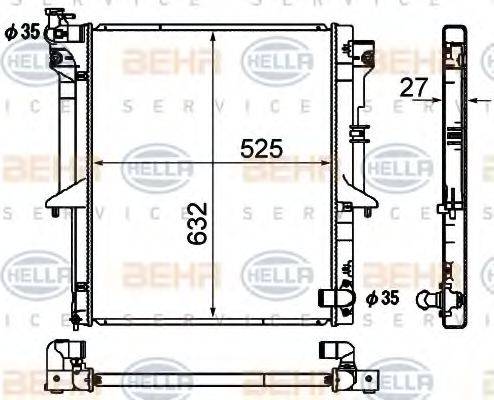 HELLA 8MK376790331 Радіатор, охолодження двигуна