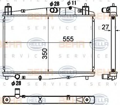 HELLA 8MK376790401 Радіатор, охолодження двигуна