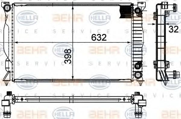 HELLA 8MK376790531 Радіатор, охолодження двигуна