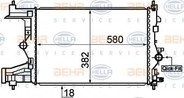 HELLA 8MK376910341 Радіатор, охолодження двигуна