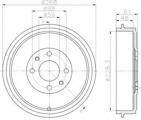 HELLA 8DT355301091 Гальмівний барабан