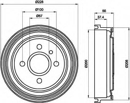 HELLA 8DT355301181 Гальмівний барабан