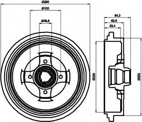 HELLA 8DT355301711 Гальмівний барабан