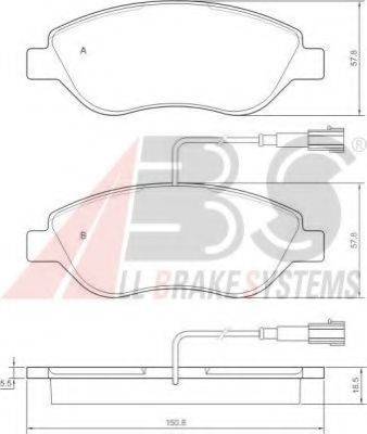 A.B.S. 37281OE Комплект гальмівних колодок, дискове гальмо