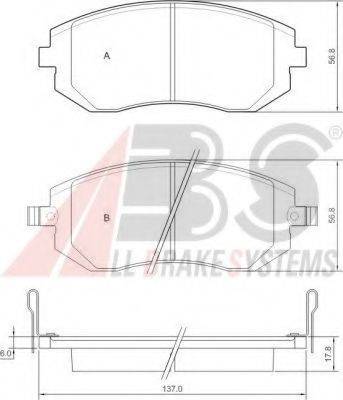 A.B.S. 37446OE Комплект гальмівних колодок, дискове гальмо